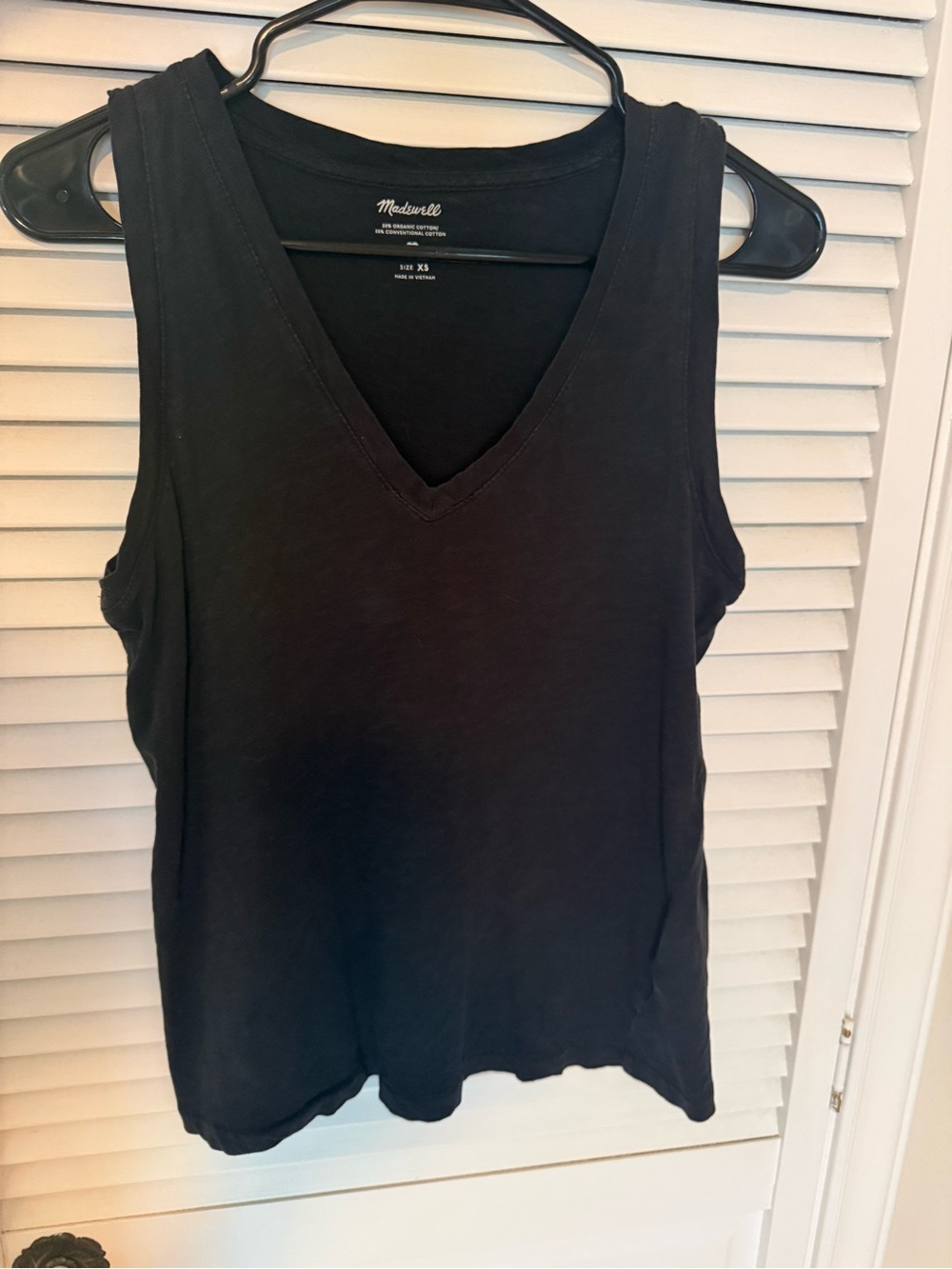 Madewell Black V-Neck Cotton Tank